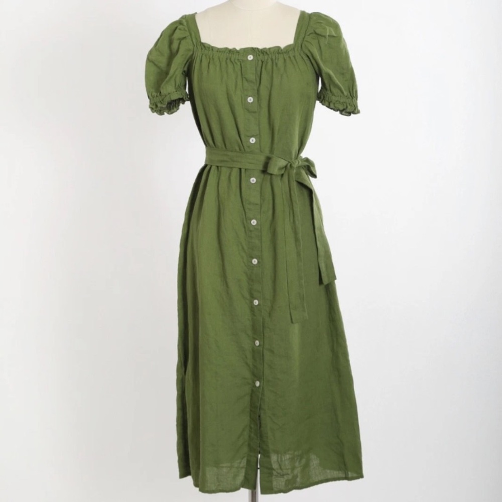 Sleeper Brigitte green linen dress Sz. S